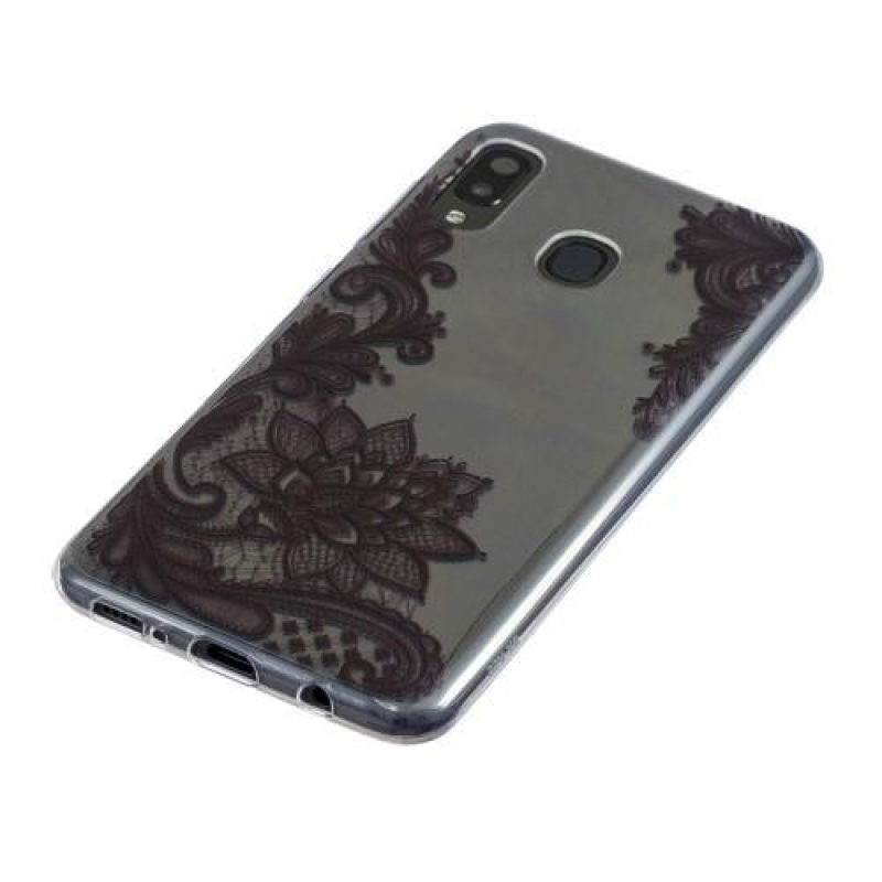 Mintás zselés tok Samsung Galaxy A20 / A30 készülékhez - fekete virág