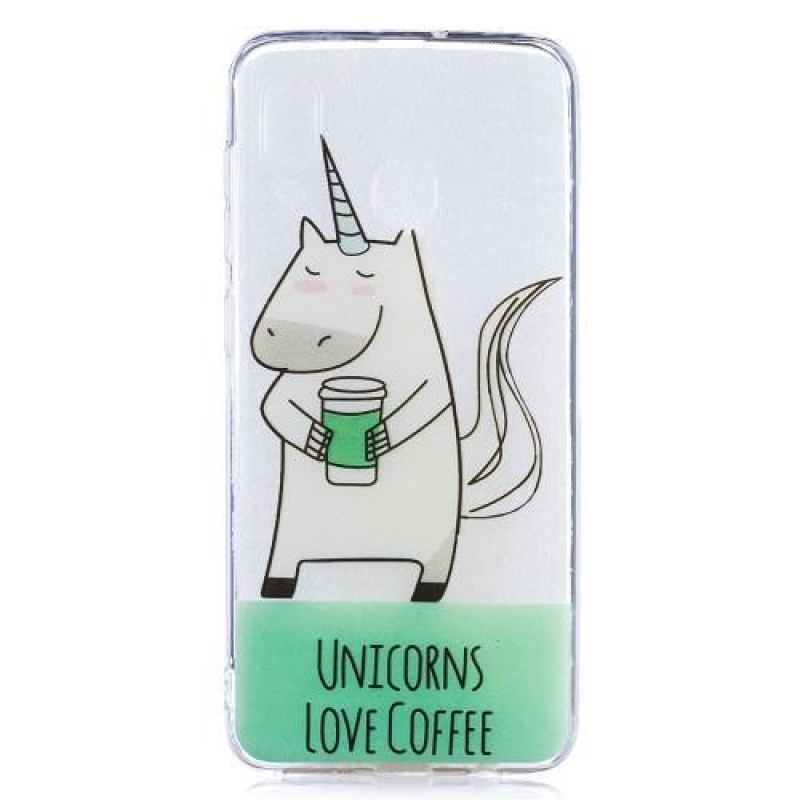 Mintás gél tok Samsung Galaxy A30 / A20 készülékhez - egyszarvú szereti a kávét