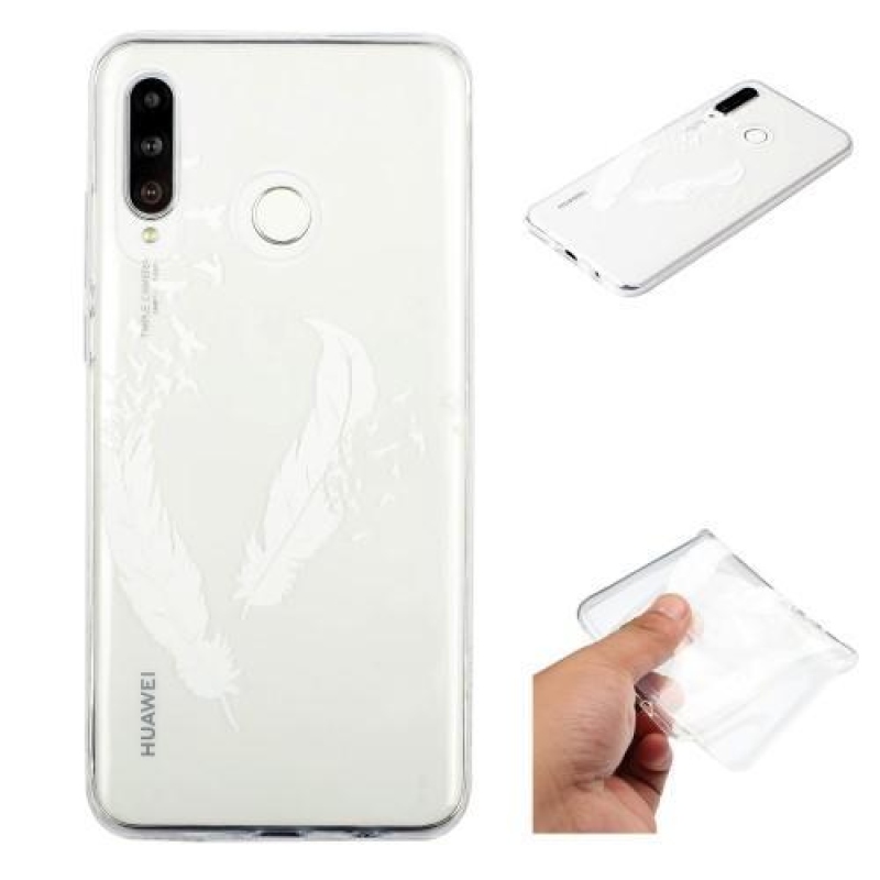 Mintás zselés tok Samsung Galaxy M20 készülékhez - fehér toll