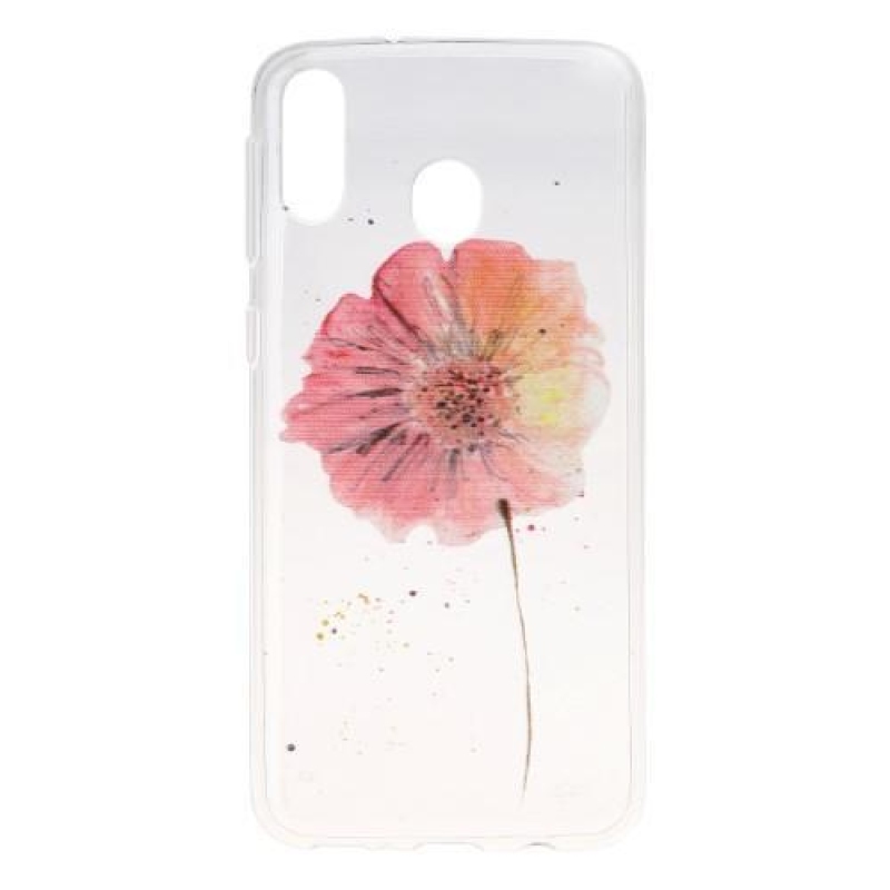 Mintás gél tok Samsung Galaxy M20-hoz - piros virág