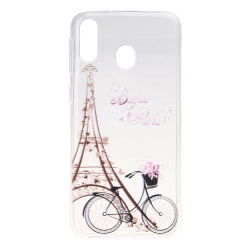 Mintás zselés tok mobil Samsung Galaxy M20 - Eiffel-torony és kerék