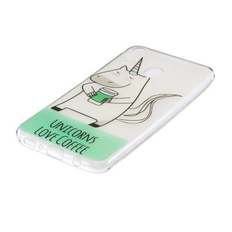 Mintás zselés tok Samsung Galaxy M20-hoz - egyszarvú szerető kávé