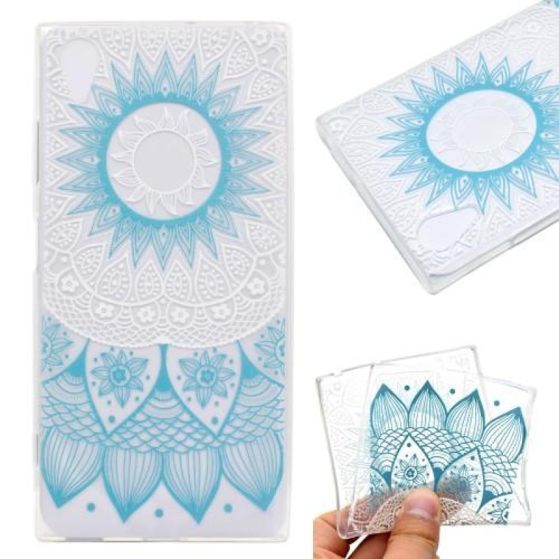 Gél mintás tok Sony Xperia XA1 Plus készülékhez - kék virág