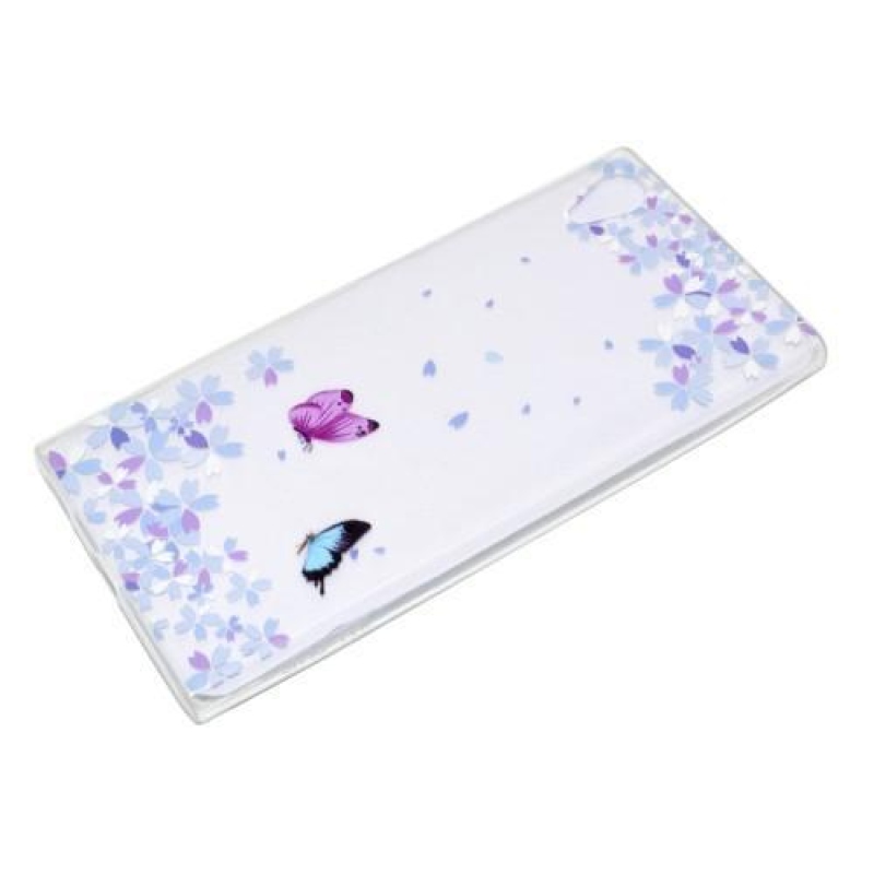 Gél mintás tok Sony Xperia XA1 Plus készülékhez - pillangók és virágok