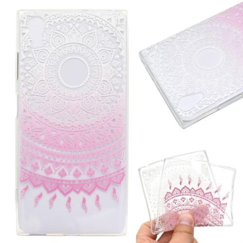 Gél mintás tok Sony Xperia XA1 Plus készülékhez - rózsaszín virág