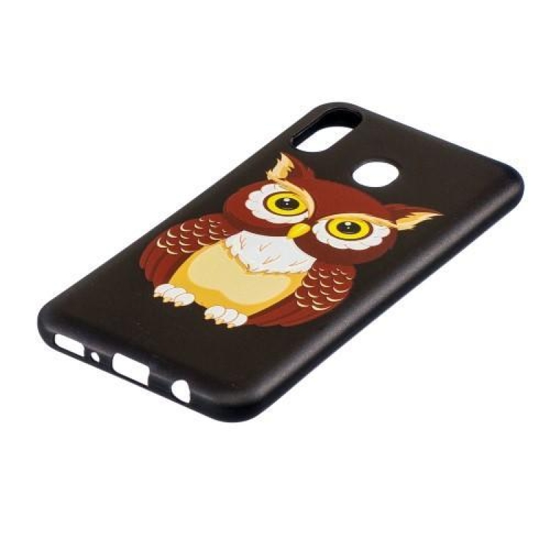 Mintás gél tok Samsung Galaxy M20 készülékhez - barna bagoly