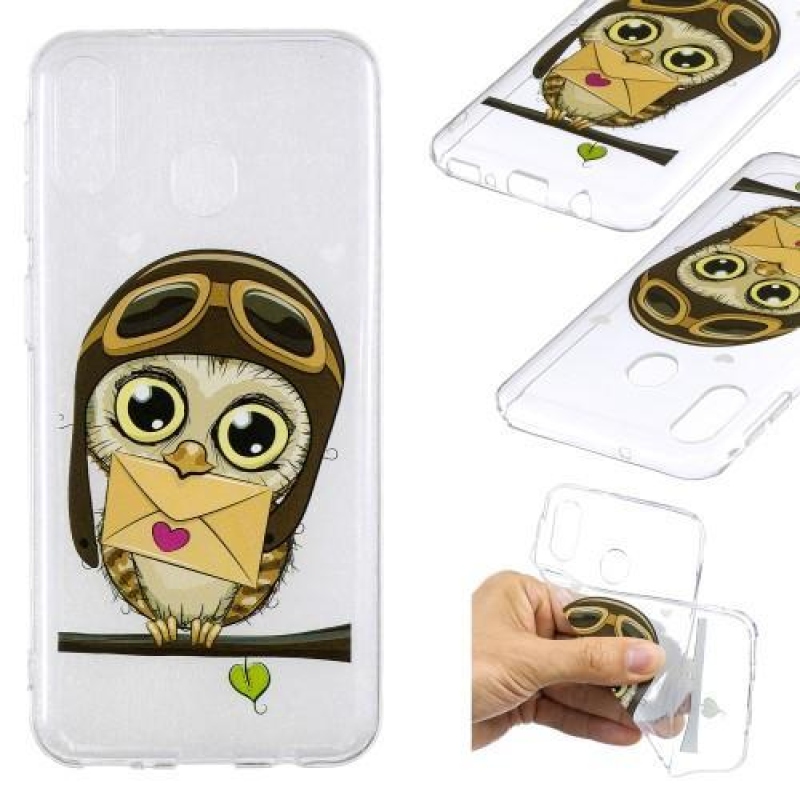Mintás zselés tok Samsung Galaxy M20-hoz - bagoly