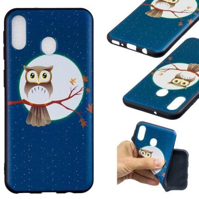 Mintás zselés tok Samsung Galaxy M20 készülékhez - bagoly egy ágon