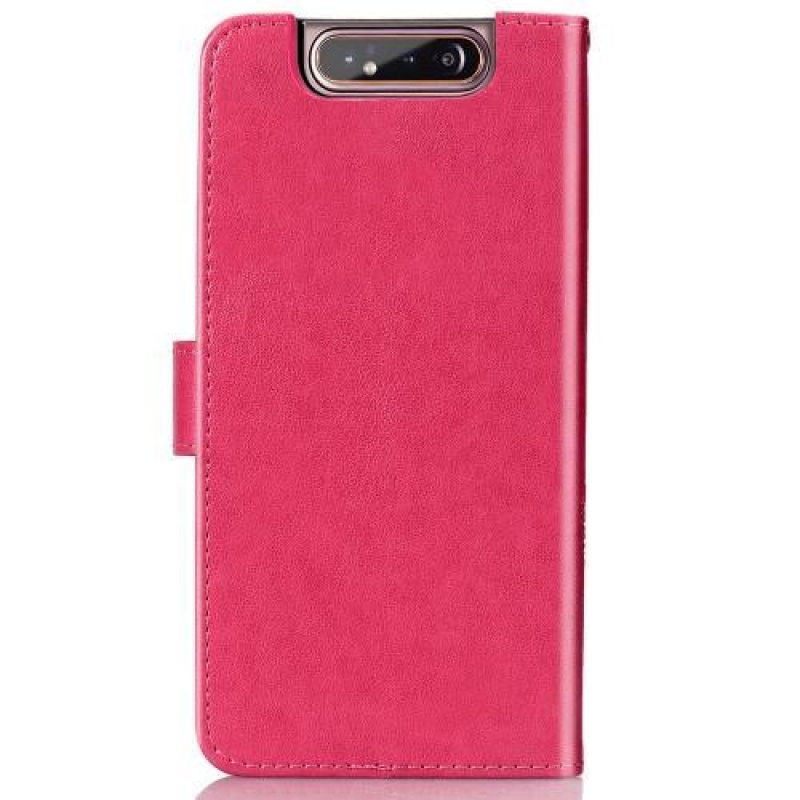 Mintás PU bőr pénztárca tok Samsung Galaxy A80-hoz - rózsaszín