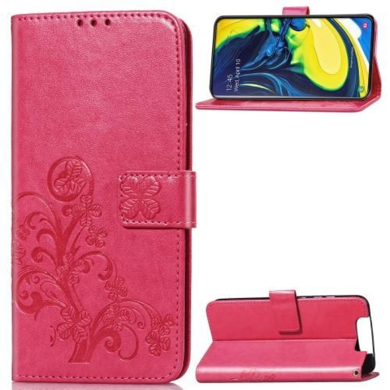 Mintás PU bőr pénztárca tok Samsung Galaxy A80-hoz - rózsaszín