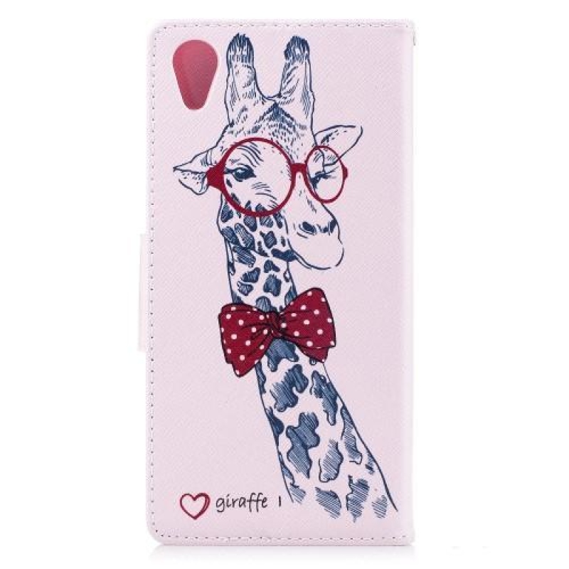 Mintás PU bőr pénztárca tok Sony Xperia XA1 Plus-hoz - zsiráf