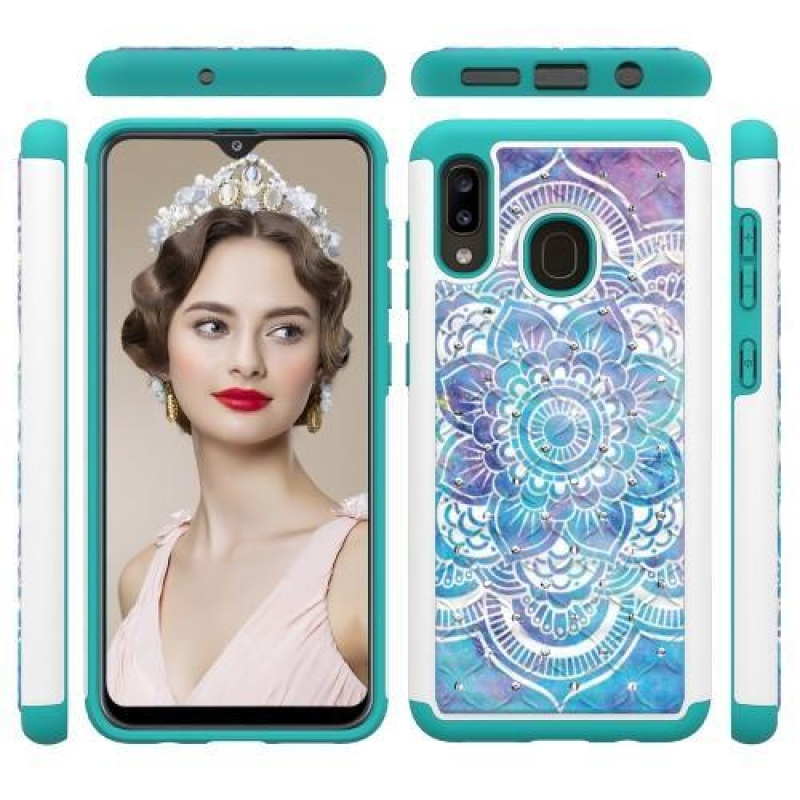 Mintás tartós tok mobil Samsung Galaxy A20 / Galaxy A30 mobiltelefonhoz - színes virágok