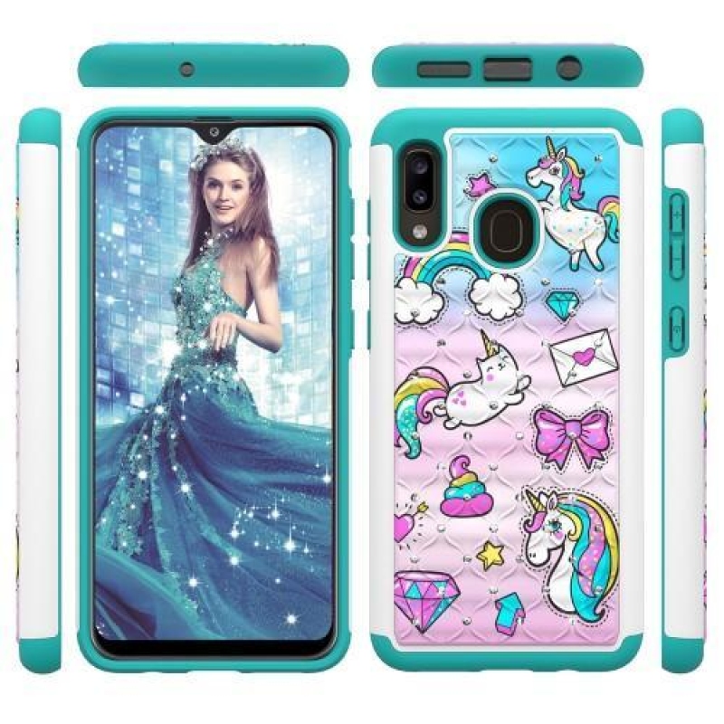 Mintás tartós borító Samsung Galaxy A20 / Galaxy A30 mobiltelefonhoz - egyszarvú