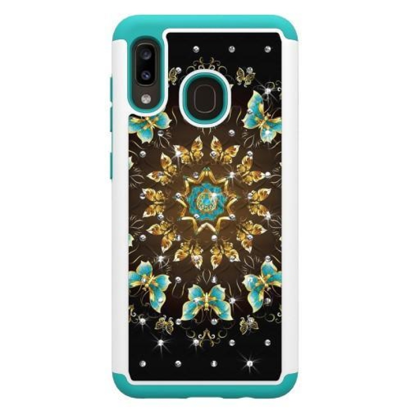 Mintás tartós borító Samsung Galaxy A20 / Galaxy A30 mobiltelefonhoz - virágok és pillangók