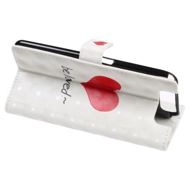 Mintás PU bőr pénztárca tok Samsung Galaxy A80-hoz - piros szívecske