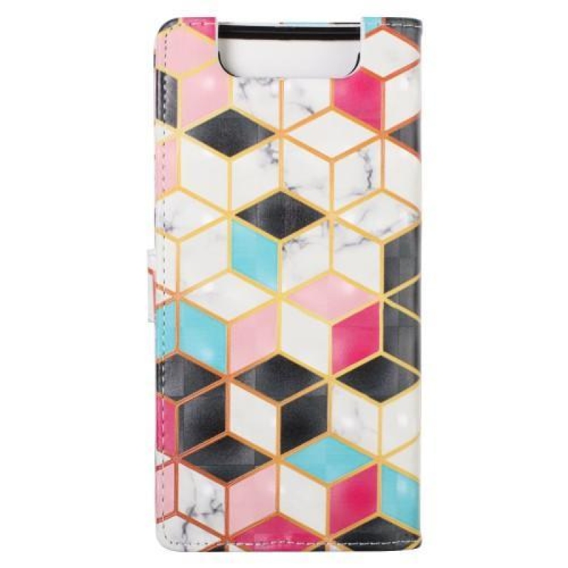 Mintás PU bőr pénztárca tok Samsung Galaxy A80-hoz - geometrikus