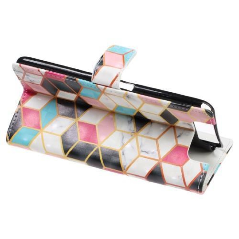 Mintás PU bőr pénztárca tok Samsung Galaxy A80-hoz - geometrikus