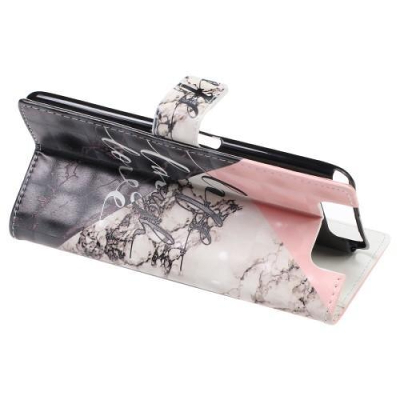 Mintás PU bőr pénztárca tok Samsung Galaxy A80-hoz - márvány textúra és számok