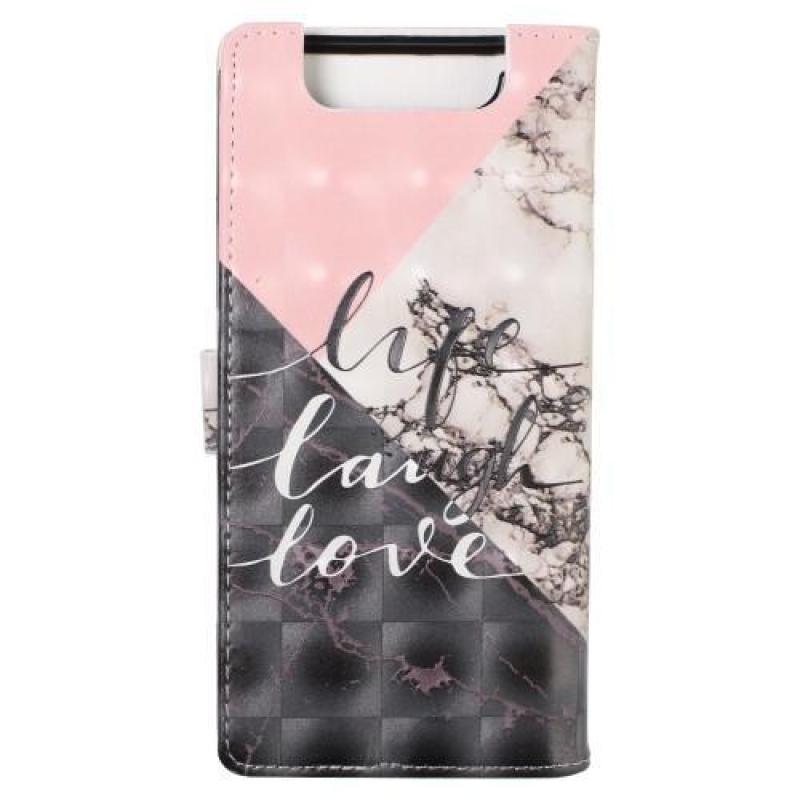 Mintás PU bőr pénztárca tok Samsung Galaxy A80-hoz - márvány textúra és számok
