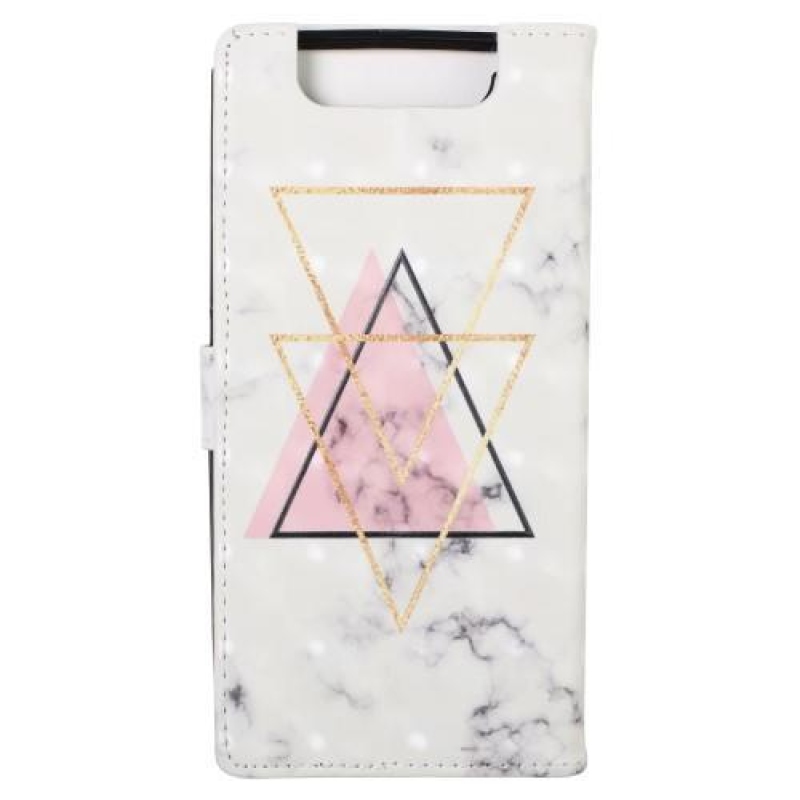 Mintás PU bőr pénztárca tok Samsung Galaxy A80-hoz - háromszög alakú