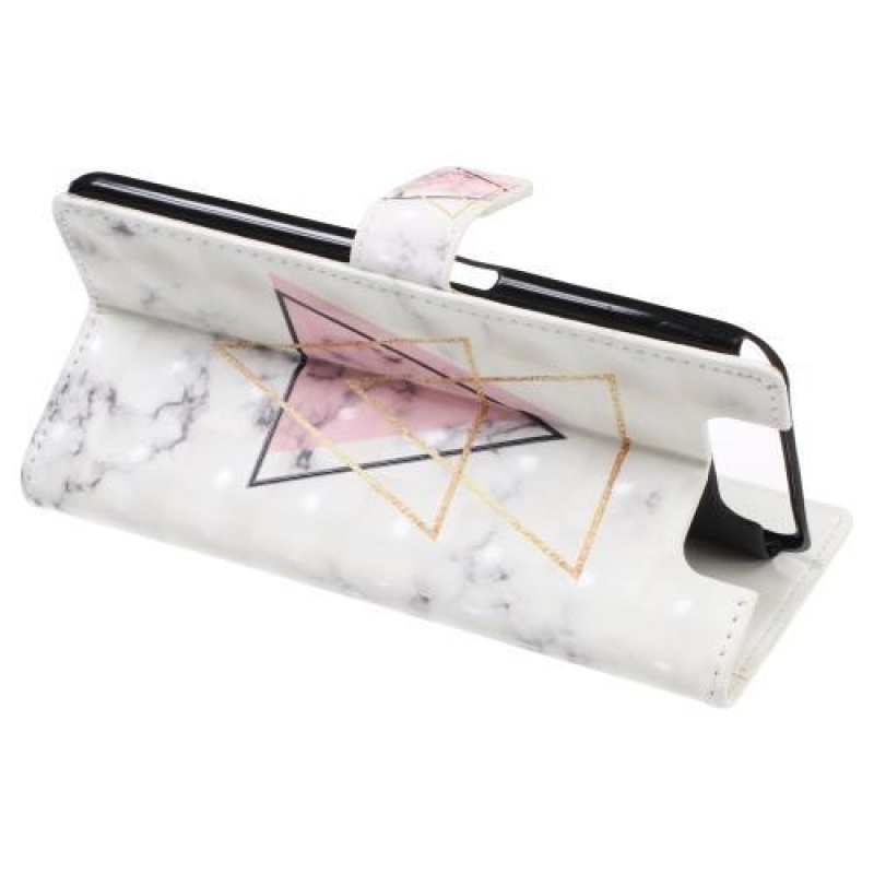 Mintás PU bőr pénztárca tok Samsung Galaxy A80-hoz - háromszög alakú