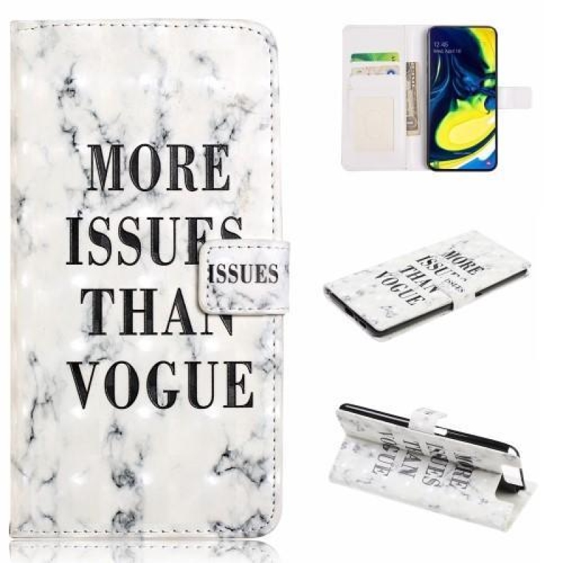 Mintás PU bőr pénztárca tok Samsung Galaxy A80-hoz - további probléma