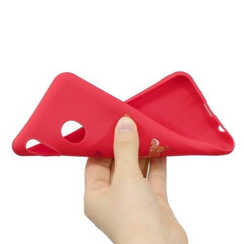 Mintás matt zselés tok Samsung Galaxy M20-hoz - piros / szarvas