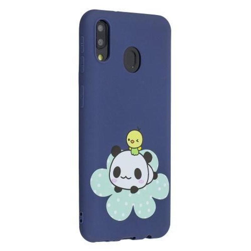 Mintás matt zselés tok Samsung Galaxy M20-hoz - kék / panda