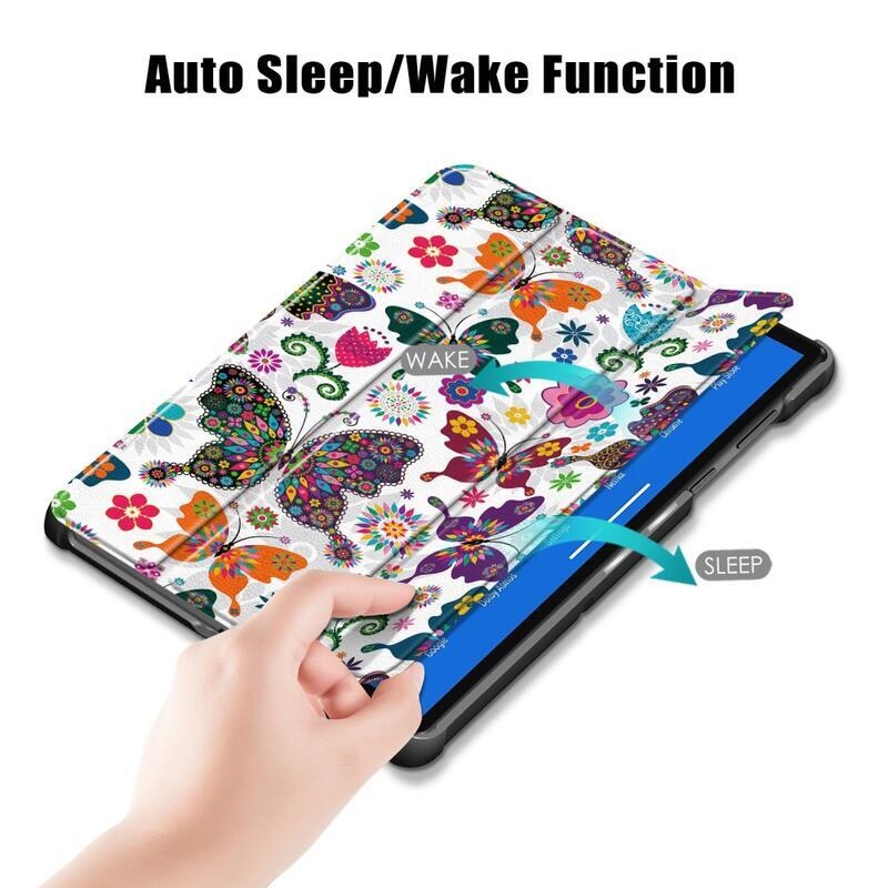 Patty intelligens pozicionáló táblagép tok Lenovo Tab M10 FHD Plus - pillangók és virágok