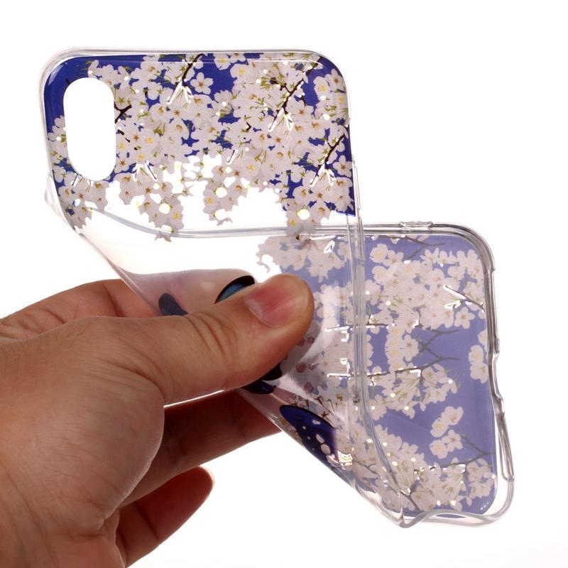 Patty zselés tok iPhone XS / X készülékhez - fehér virágok és pillangó