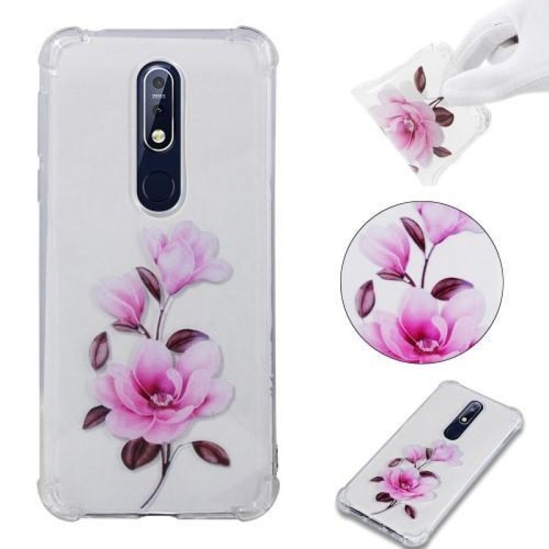 Patty zselés tok megerősített sarkokkal Nokia 7.1 készülékhez - rózsaszín virág