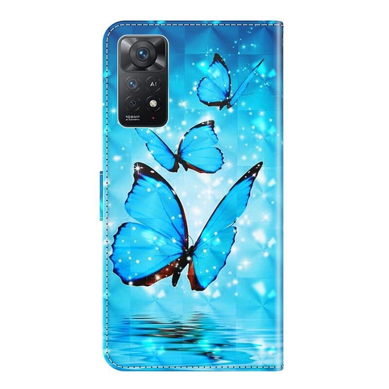 Nyomtatott pénztárca tok Xiaomi Redmi Note 11 4G/Note 11S 4G - kék pillangókhoz