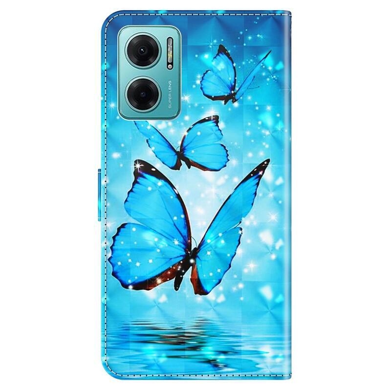 Nyomtatott pénztárca tok Xiaomi Poco M4 5G - kék pillangókhoz