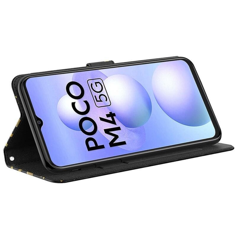 Nyomtatott pénztárca tok Xiaomi Poco M4 5G - arany pillangókhoz