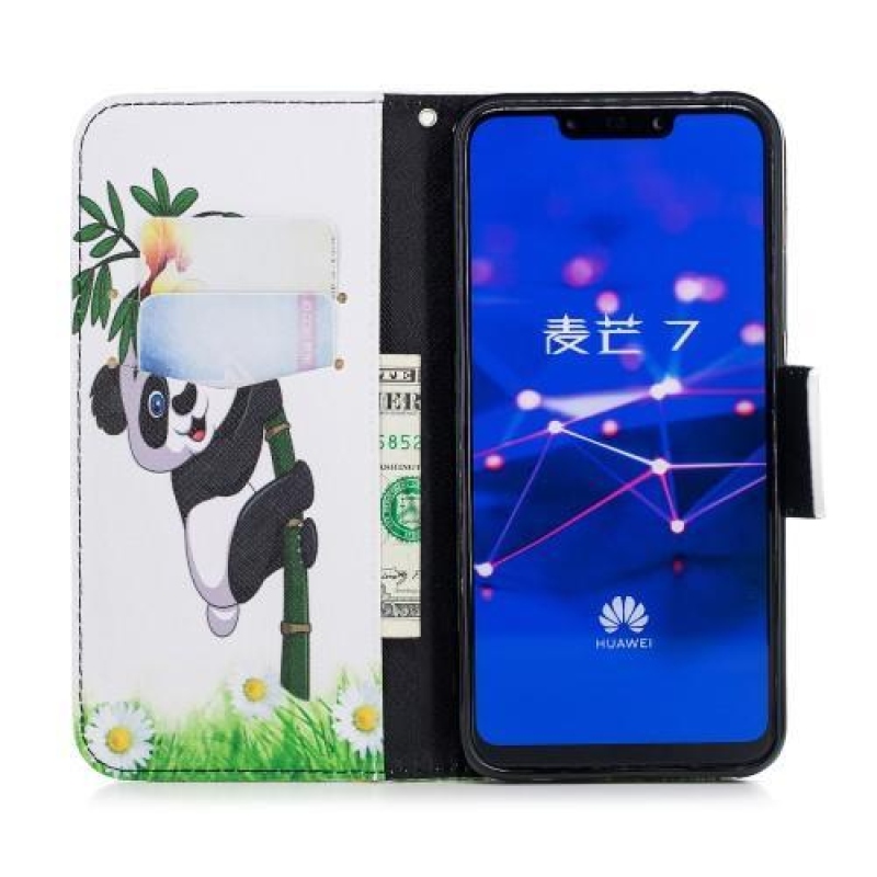 Patty PU bőr flip tok állvánnyal a Huawei Mate 20 Lite-hoz - panda bambuszon