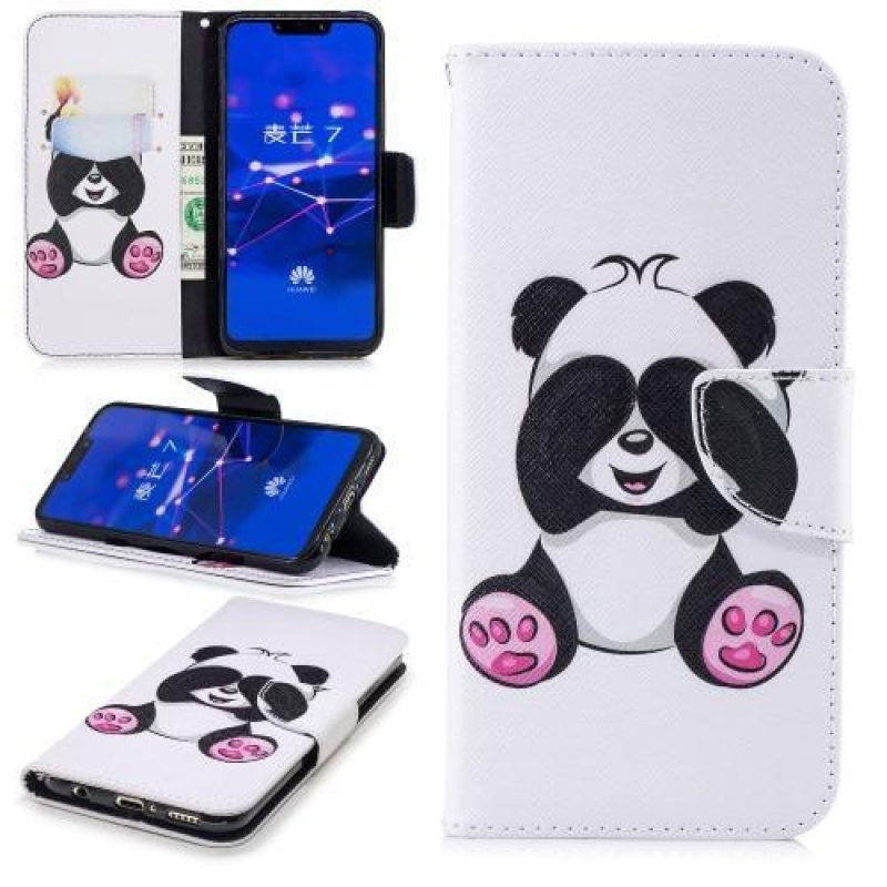 Patty PU bőr flip tok állvánnyal a Huawei Mate 20 Lite-hoz - aranyos panda