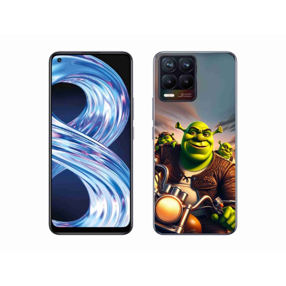 Gél borítás mmCase a Realme 8 4G-hez - Shrek egy motorkerékpáron