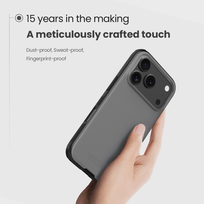 Nillkin Super Frosted PRO hátlap az Apple iPhone 17 Pro készülékhez Átlátszó fekete