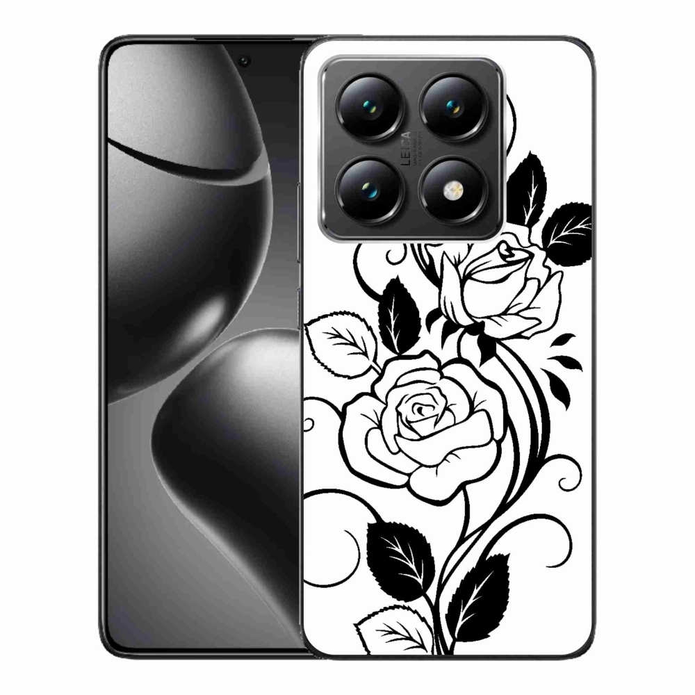 Gél borítás mmCase a Xiaomi 14T-hez - fekete és fehér rózsa