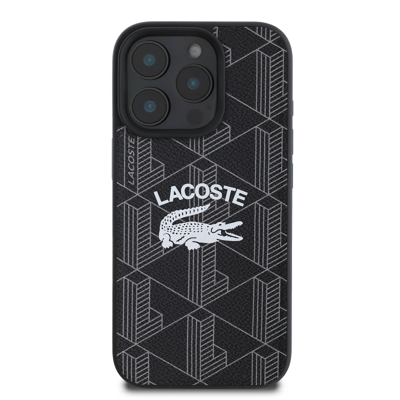 Lacoste Blend Monogram MagSafe hátlap iPhone 16 Pro-hoz Fekete