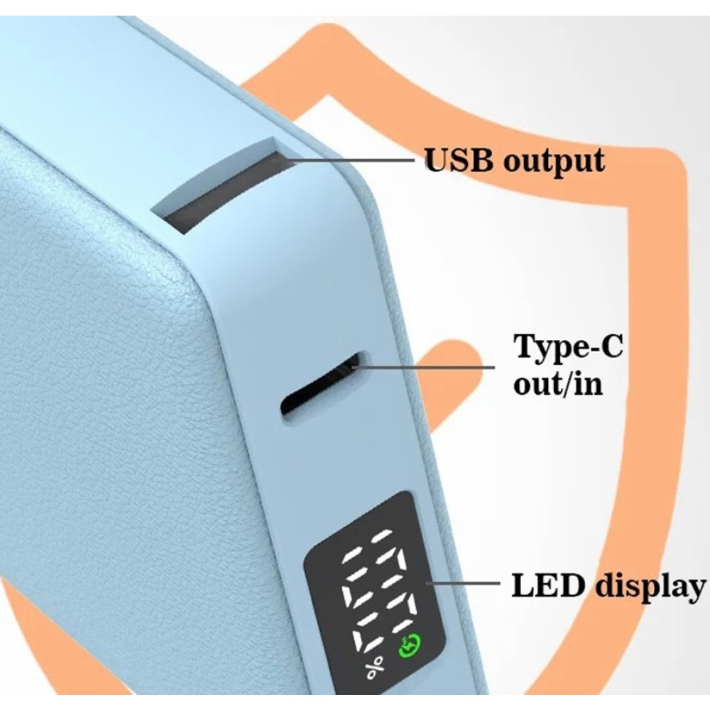 E42A Mágneses Külső Hordozható Akkumulátor 10000 mAh Vezeték Nélküli Töltéssel - Kék