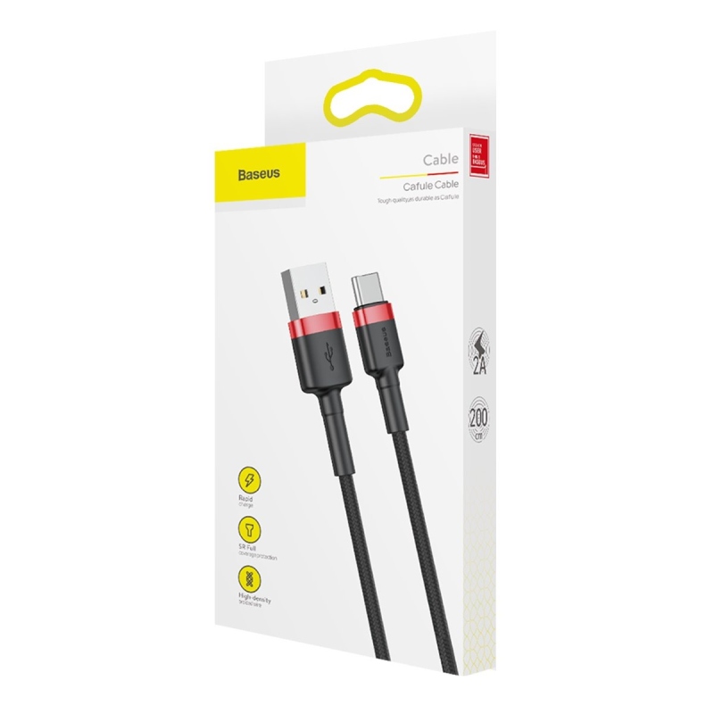 Baseus Cafule sorozatú adatkábel USB-A - USB-C 2A 3m piros/fekete
