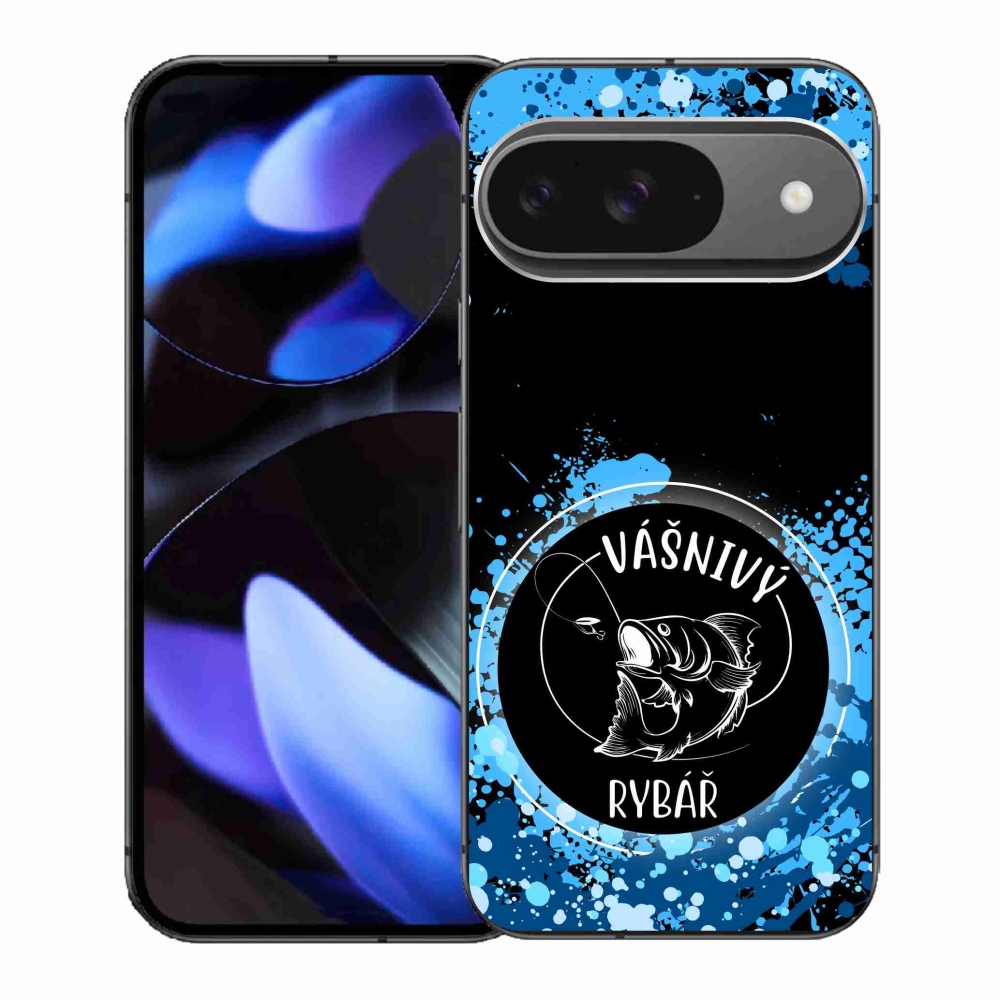 Gél borítás mmCase a Google Pixel 9/9 Pro számára - szenvedélyes halász fekete háttérrel