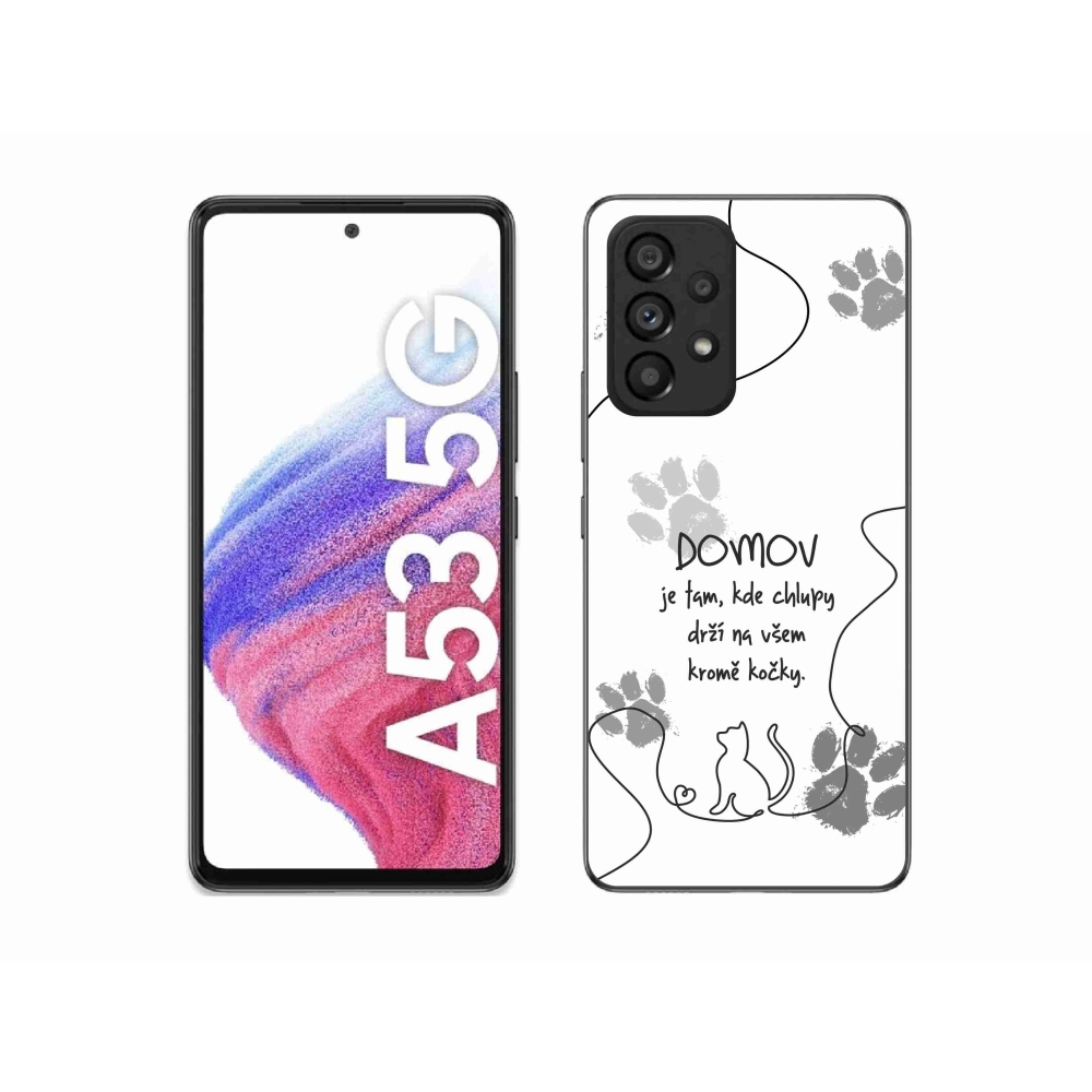 Gél borítás mmCase Samsung Galaxy A53 5G - macska motívum fehér háttérrel