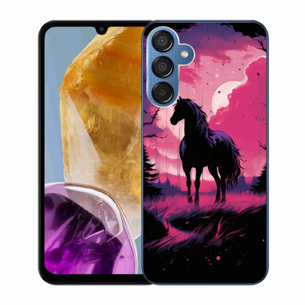 Zselés borítás mmCase Samsung Galaxy M15 5G - fekete rajzfilm ló 1