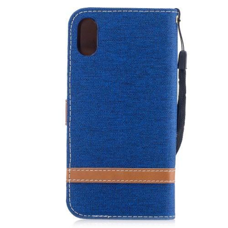 Textil/PU bőr tok iPhone X készülékhez - kék