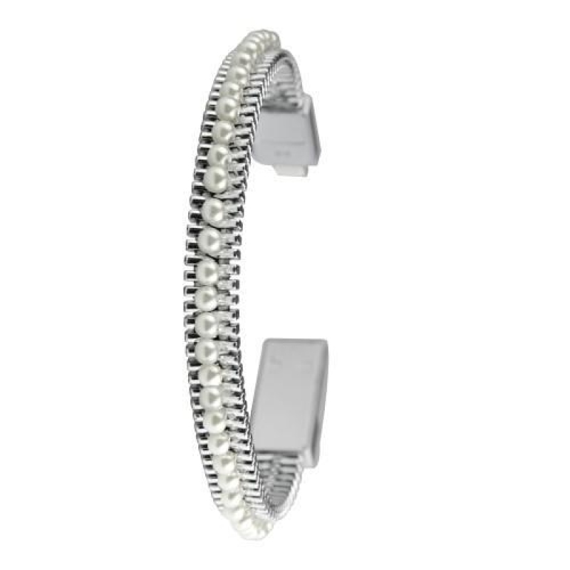 Gyöngy mikro USB karkötő töltéshez és szinkronizáláshoz - ezüst