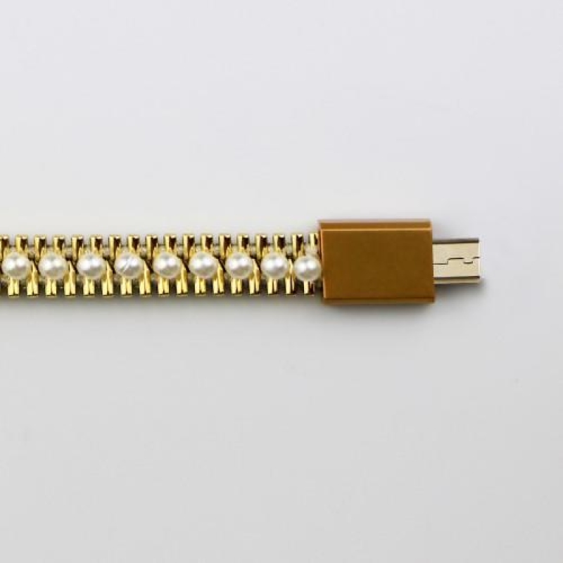 Pearl micro USB karkötő töltéshez és szinkronizáláshoz - arany színben