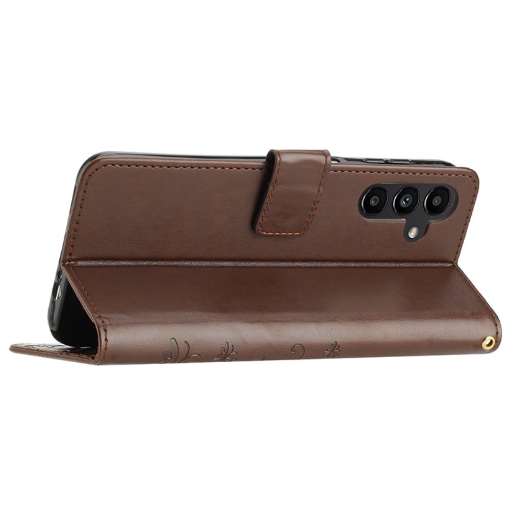 Virágok könyv tok Samsung Galaxy A05s készülékhez - barna