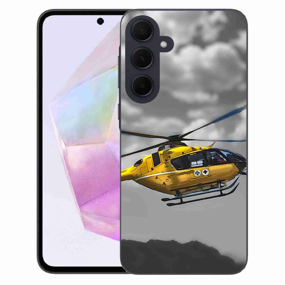 Gél védőhuzat mmCase Samsung Galaxy A35 5G - sárga helikopterhez